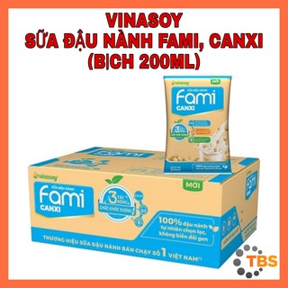 [VINASOY, SỮA ĐẬU NÀNH FAMI] SỮA ĐẬU NÀNH FAMI, CANXI, BỊCH 200ML