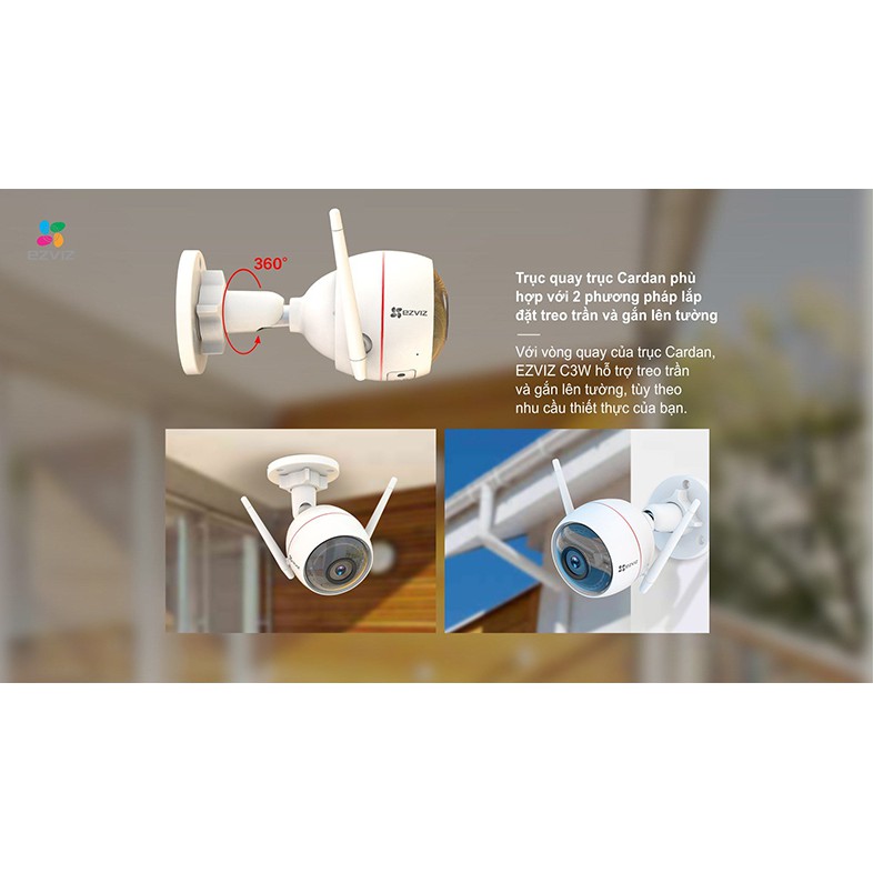 Camera ip wifi ngoài trời EZVIZ C3W 1080P có đèn còi, đàm thoại 2 chiều, Hổ trợ thẻ nhớ 128G - Bảo hành chính hãng 2 Năm