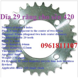 Dĩa 29 răng cho sên 420
