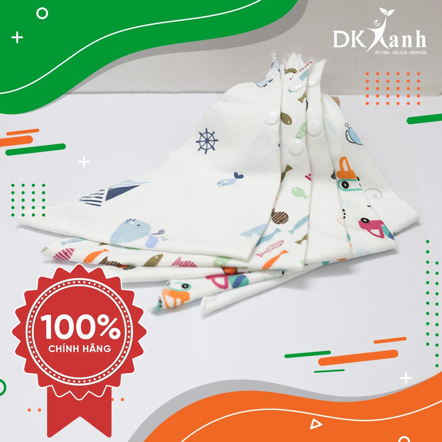 Set 2 khăn yếm tam giác cotton có 2 cúc bấm mềm mại chất liệu cotton - HÀNG CHUẨN