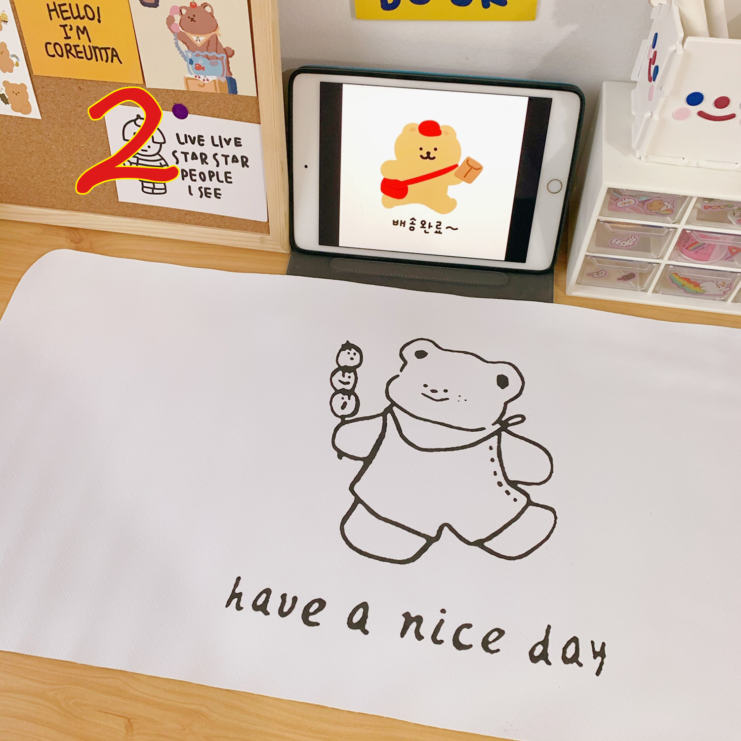 Tấm lót chuột loại lớn in họa tiết mặt cười/ gấu đáng yêu tiện lợi | BigBuy360 - bigbuy360.vn