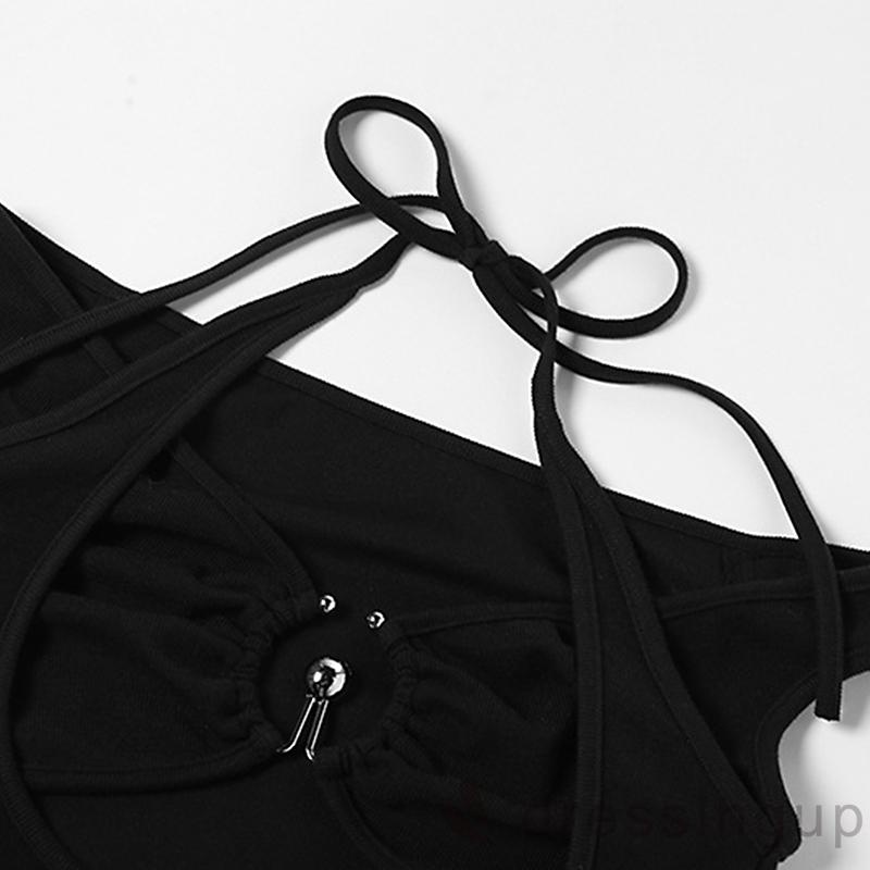 Đầm Ngắn Cổ Chữ V Màu Trơn Lưng Cao Thời Trang Cho Nữ