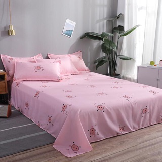 Bộ Drap & Chăn Phao Cotton Poly Mũi Lợn Hồng