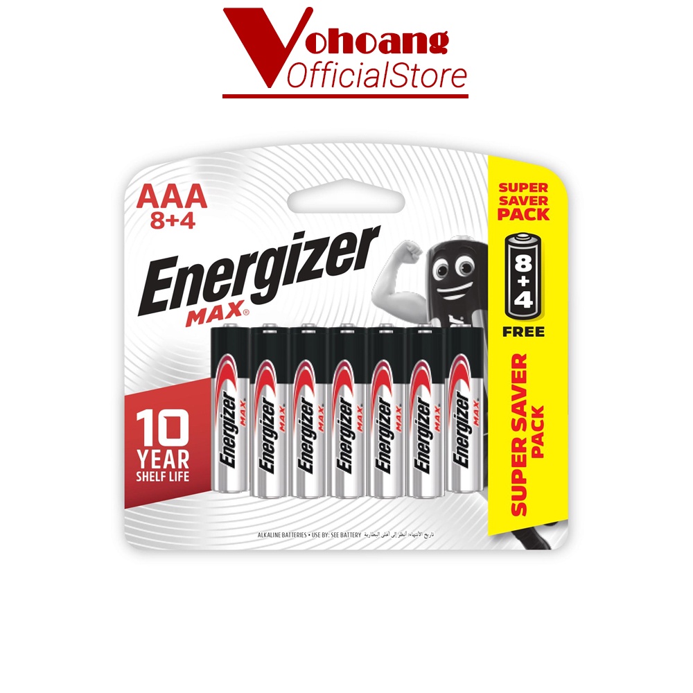 Pin AAA Energizer Alkaline chống chảy E92 8 pin tặng kèm 4 pin free