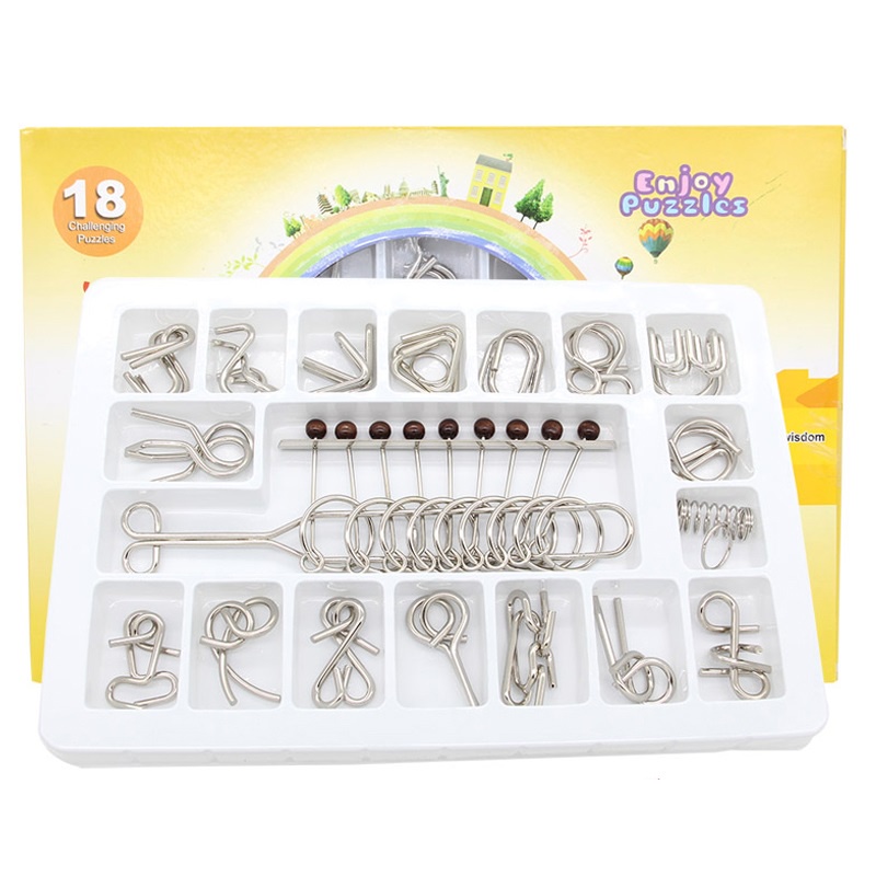 (18 MÓN) Set đồ chơi tháo sắt 18 món, cast puzzle giải mã thách đố, thông minh cho trẻ em