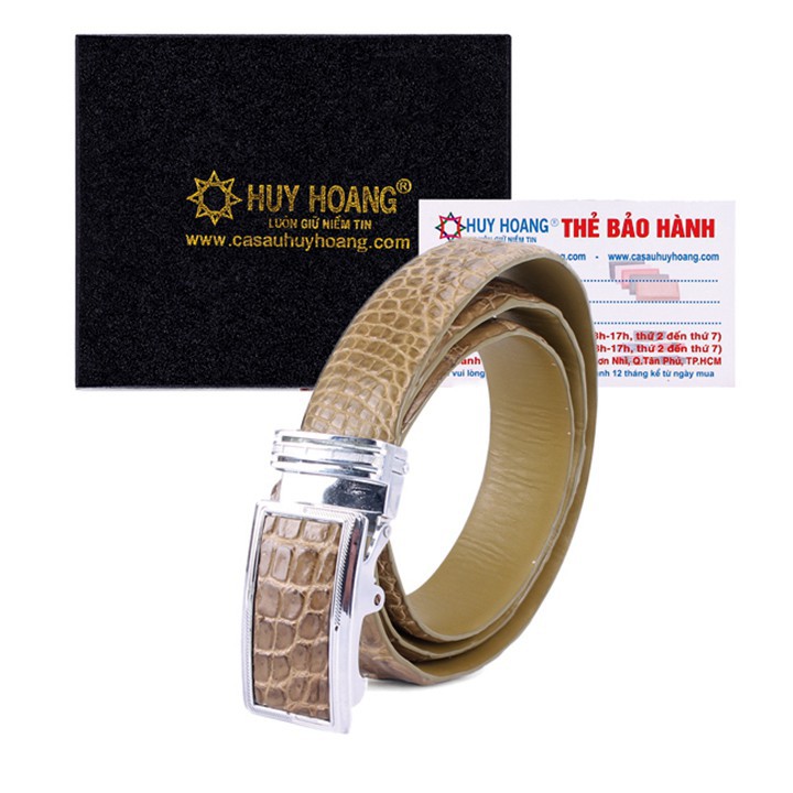 Thắt lưng nam da cá sấu gai đuôi màu rêu XH4268