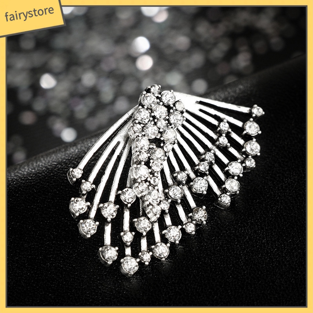 1 Đôi Bông Tai Hình Đôi Cánh Đính Đá Lấp Lánh Phong Cách Retro Dành Cho Nữ