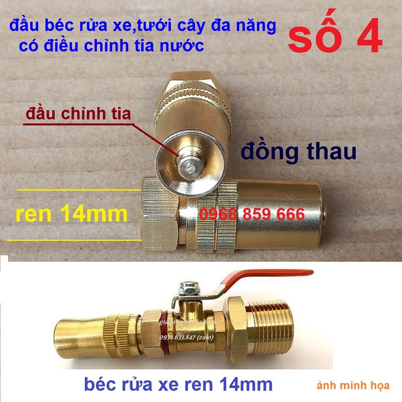 Đầu vòi xịt tăng áp lực nước mini Vòi xịt nước tăng áp đa năng bằng đồng tưới cây rửa xe cực mạnh kèm đai siết ống