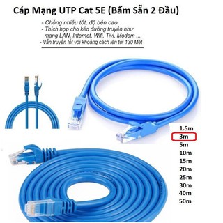 Cáp mạng (Lan) 3 mét đúc sẵn 2 đầu (xanh)