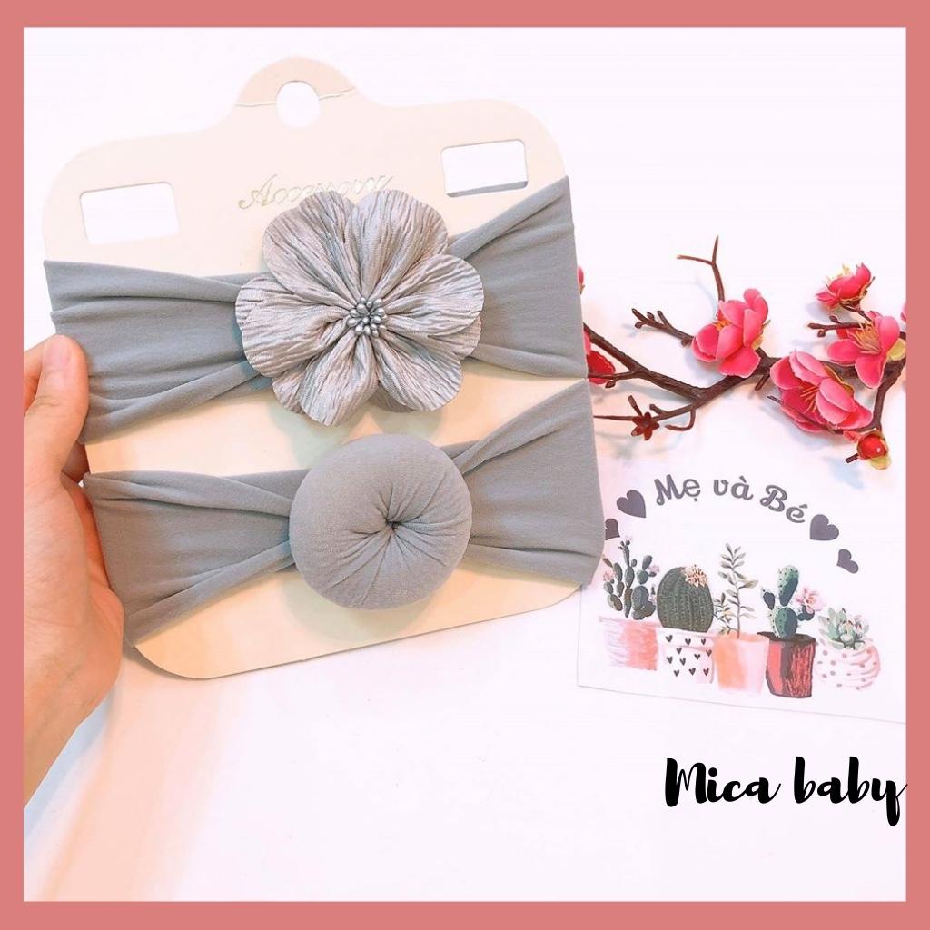 Set 2 băng đô bản to đáng yêu cho bé Mica baby loại hoa+ van BD60