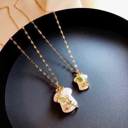 {buy} Vòng cổ Mặt Ngọc Bích Jinyi Truyền Tín Hiệu Trực Tiếp Phong Cách Dân Tộc Đơn Giản Cho Nữ