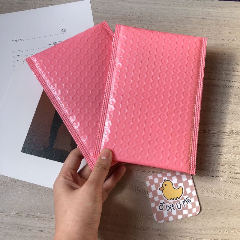 Bộ 5 túi bóng khí chống sốc gói card màu hồng size 13x18cm