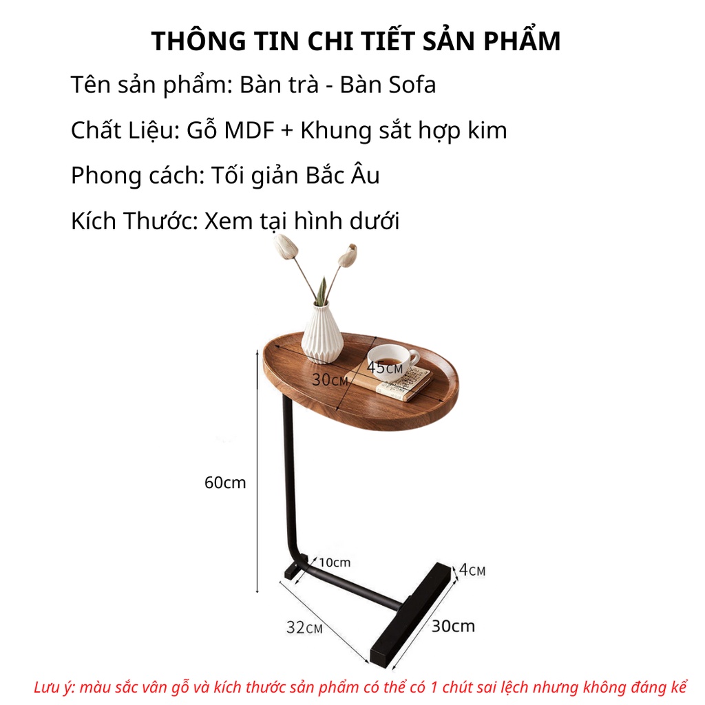 Bàn trà, Bàn Sofa chữ C phong cách Bắc Âu bằng gỗ MDF cao cấp kết hợp sắt hợp kim 2 màu sắc mang lại vẻ đẹp sang trọng