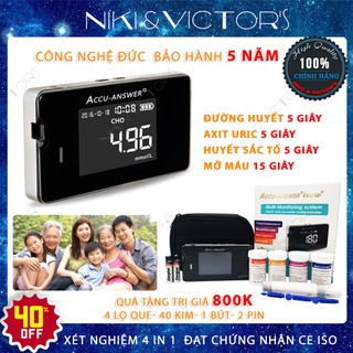 Máy đo đường huyết 4 trong 1 Accu, mỡ máu, huyết sắc tố, axit uric (bảo hành 5 năm)