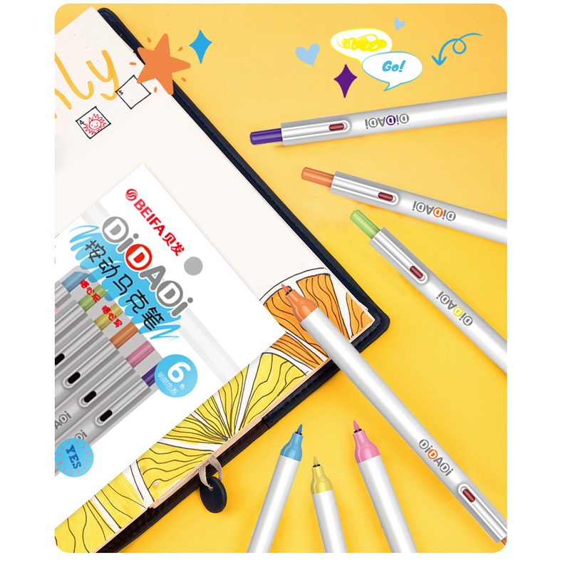 Bộ Bút Lông 6 Màu Dùng Vẽ Tranh Nghệ Thuật