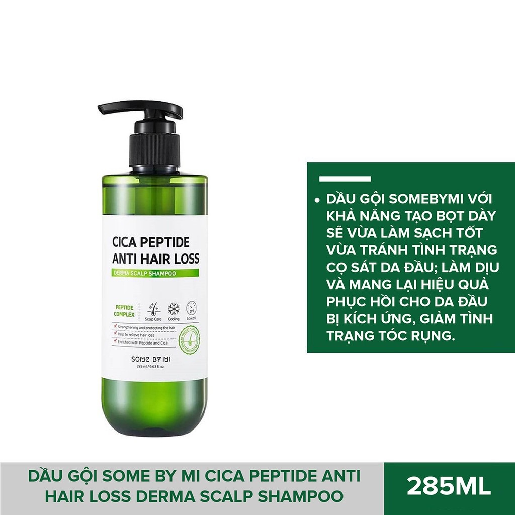 Bộ Gội Xã Ngăn Ngừa Rụng Tóc Some By Mi Cica Peptide Anti-Hair Loss Derma Scalp (Dầu gội 285ml + Dầu Xả 50ml)