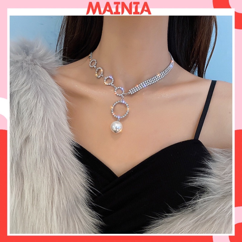 Vòng Cổ Choker Khoen Tròn Đính Đá Phong Cách Hàn Quốc Sang Chảnh Mainia Shop