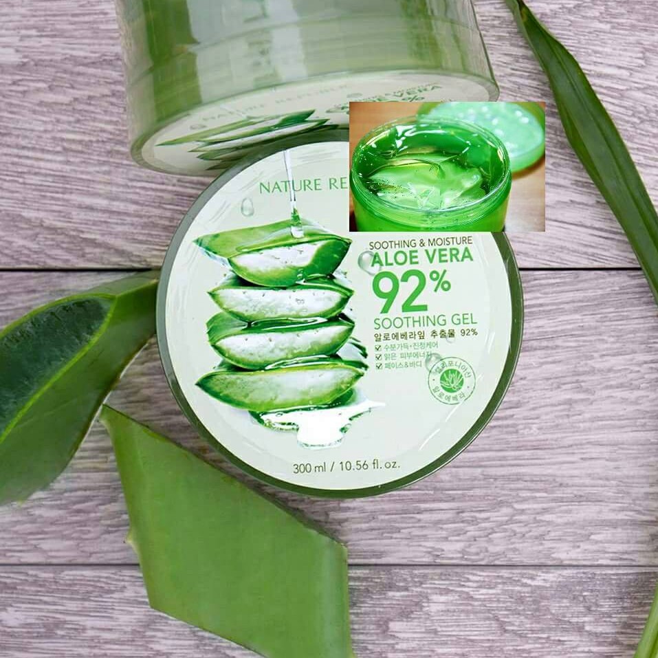 Gel lô hội Soothing & Moisture Aloe Vera 92% Nature Republic 300ml Hàn Quốc, Gel nha đam đa chức năng