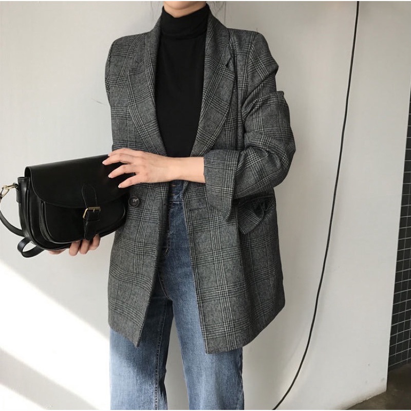 Áo Vest/ Blazer TAY GẬP ĐỘN VAI hai màu siêu sang