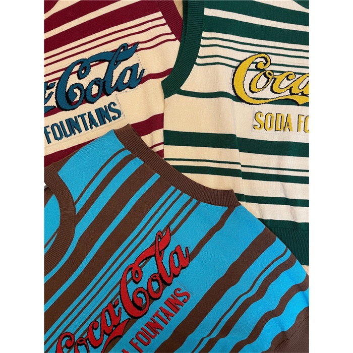 Áo tanktop XIAOZHAINV vải dệt kim sát nách kẻ sọc in chữ kiểu retro Hàn Quốc xinh xắn cho nữ