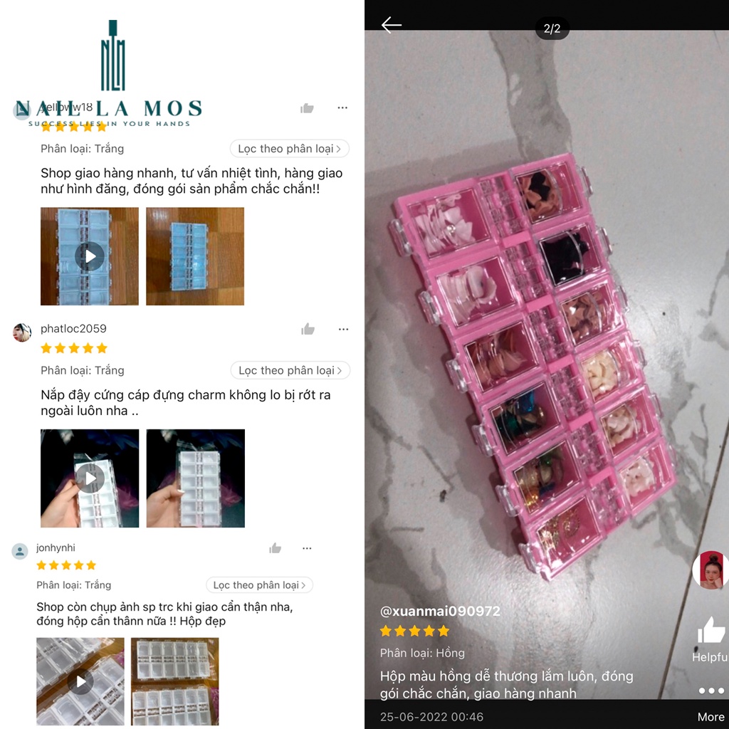 Hộp nhựa 12 ô đựng đá, charm, phụ kiện trang trí nail