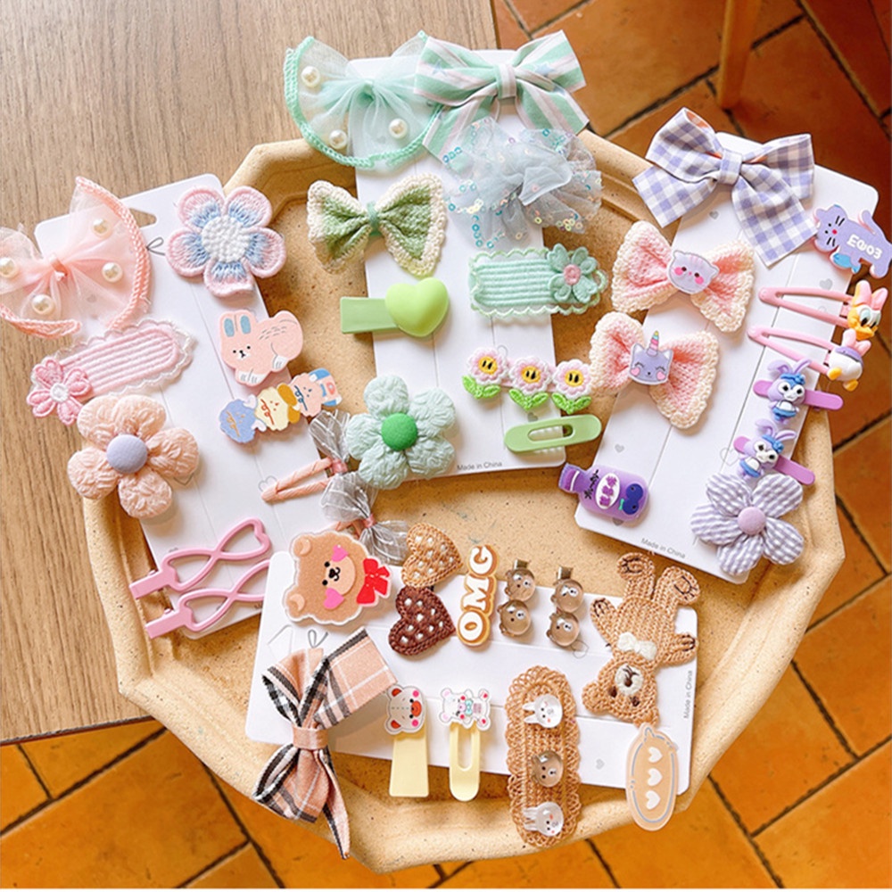[Set 10] Kẹp tóc vải cao cấp hoạt hình nhiều kiểu xinh xắn công chúa Hàn Quốc cho bé SK3