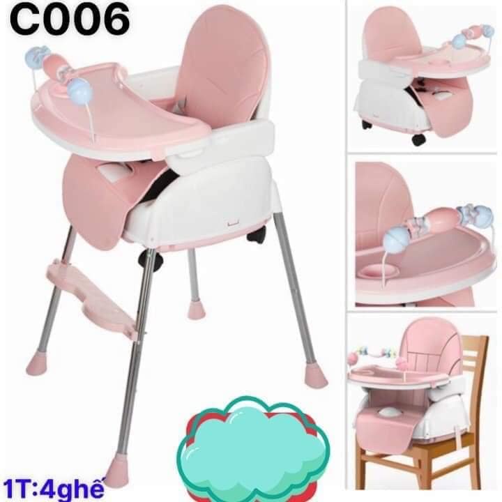 Ghế ăn dặm hanbei 3 cấp độ kèm đệm và bánh xe / Cody Baby C006 có đồ chơi