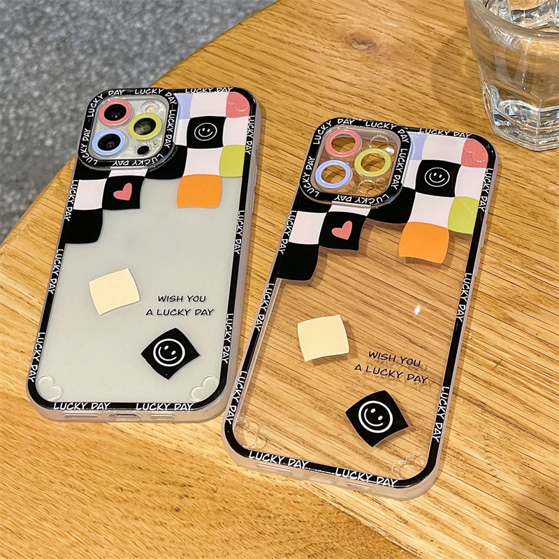 Ốp Lưng Iphone Cạnh Vuông Viền Nổi Bảo Vệ Camera Lucky Day Kẻ Caro 6/6plus/6s/6splus/7/7plus/8plus/x/xs/11/12/pro/max