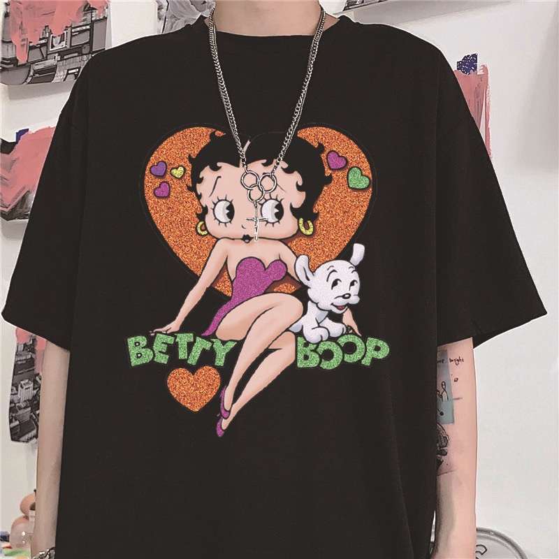 Áo thun nữ tay ngắn in hình Betty Boop thời trang trẻ trung