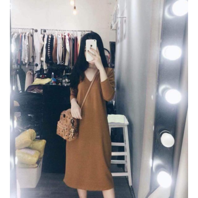 Đầm suông cổ tim (3 màu)