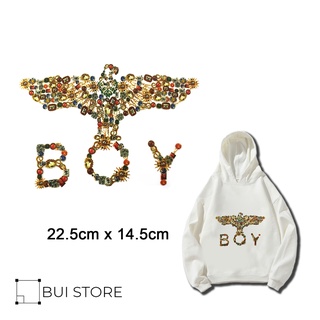 Miếng ủi truyền nhiệt offset dán trang trí quần áo hình BOY