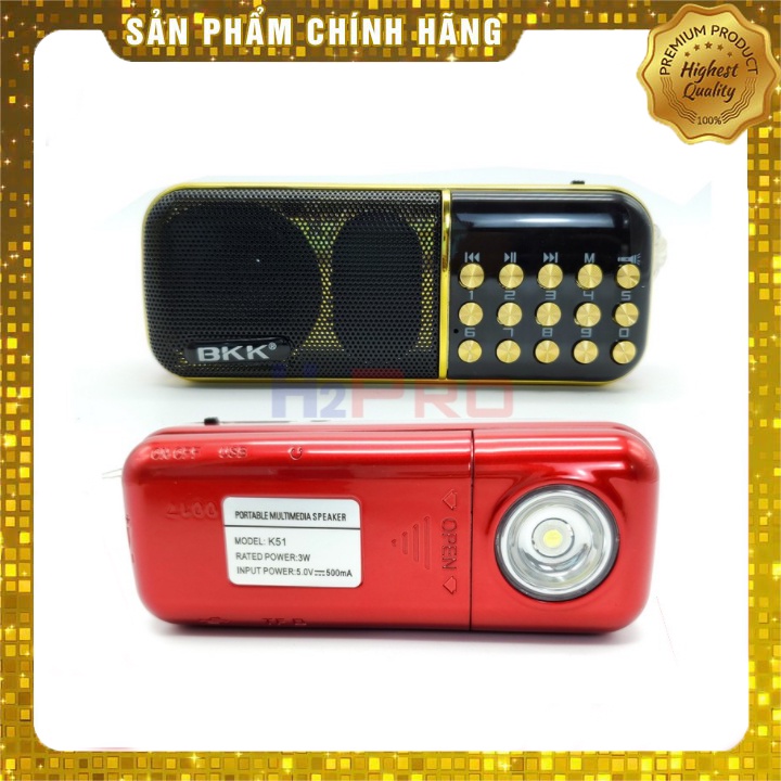 Loa radio mini BKK K51 nghe đài, nghe nhạc, nghe kinh phật - có đèn pin cực sáng