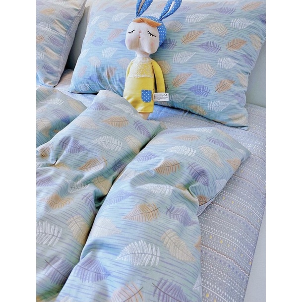 Set chăn ga gối cotton living- mẫu lông công sắc màu