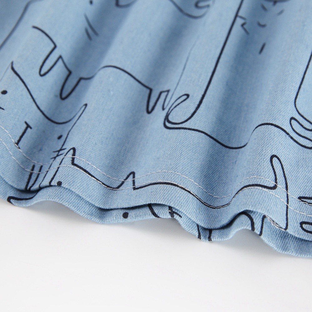 Đầm Sanlutoz Vải Cotton Màu Denim Thời Trang Dành Cho Bé