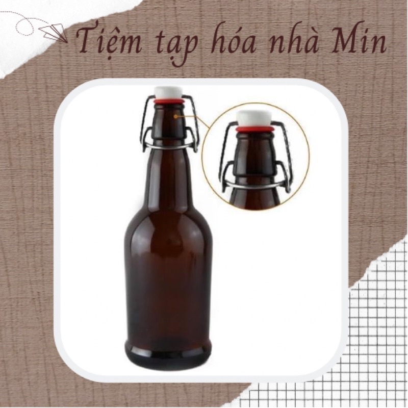 Chai thủy tinh nắp gài màu nâu làm f2 Kombucha, nước ép, sữa hạt