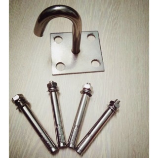 Combo 1 Móc treo quạt trần Inox đế nổi kèm 4 nở Inox
