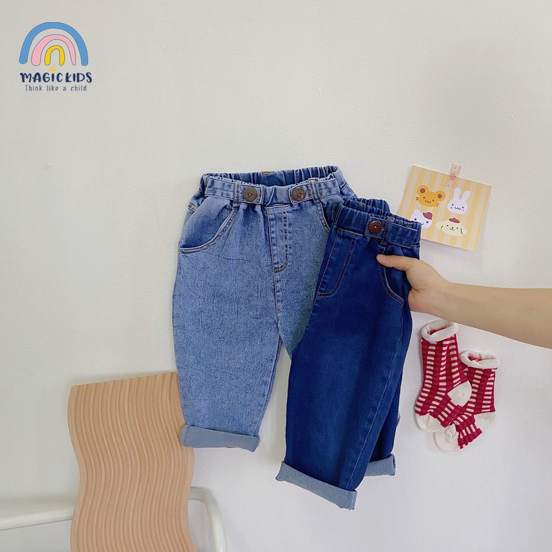 Quần bò trẻ em quần jean dài bé trai cạp chun dáng baggy Magickids quần áo trẻ em thời trang cá tính