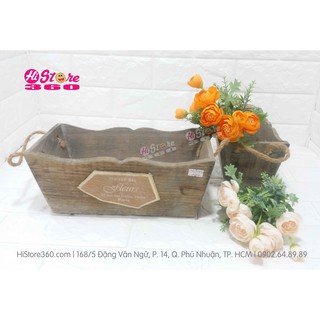 Chậu gỗ cắm hoa Vintage