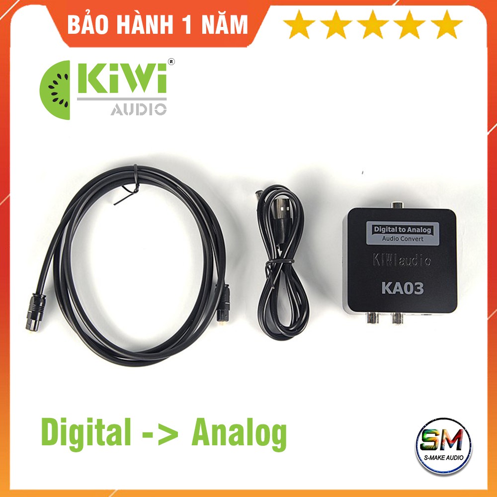 Bộ chuyển đổi âm thanh KiWi KA03 - Chuyển từ Digital to Analog Optical, USB, AUX  - smake audio