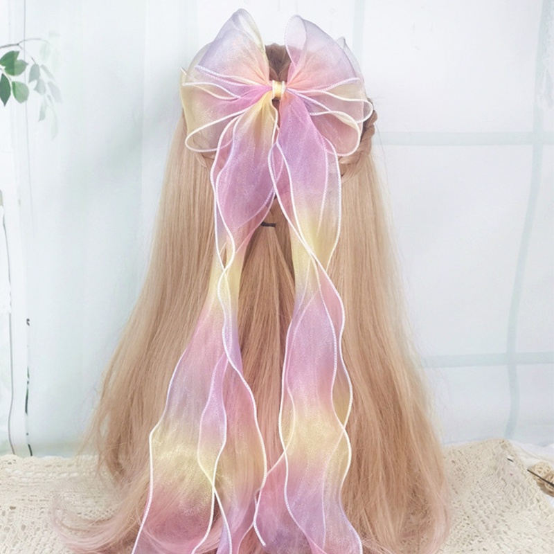 Kẹp Tóc Nơ Ruy Băng Màu Gradient Cỡ Lớn