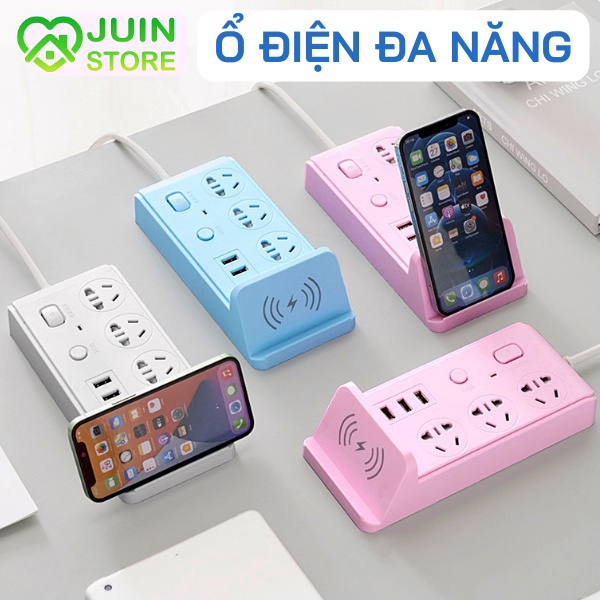 Ổ Cắm Điện Đa Năng Có Sạc Không Dây Kèm Đầu Cắm USB