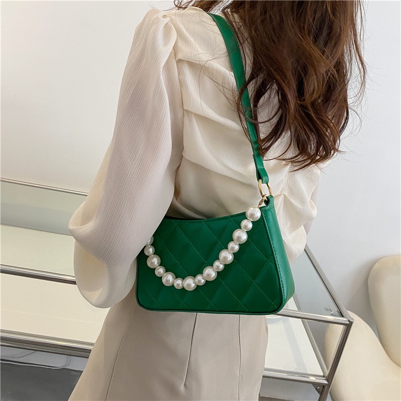 IELGY Túi Đeo Vai Hình Vuông Cỡ Nhỏ Đính Ngọc Trai Giả Phối Dây Đeo Sợi Xích Thời Trang Cho