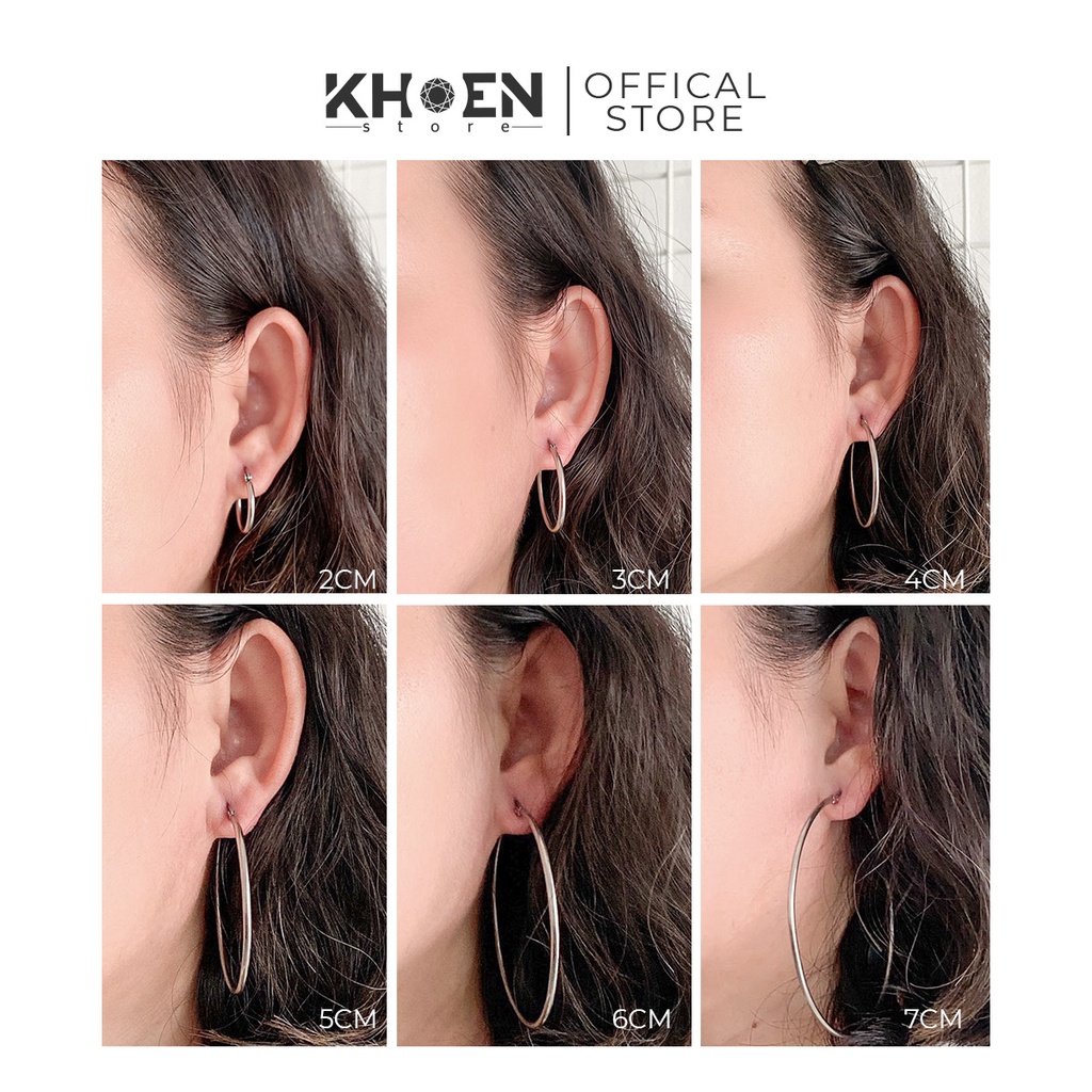 Bông tai nữ Tròn trơn màu bạc  - Thép không gỉ - Khoen store