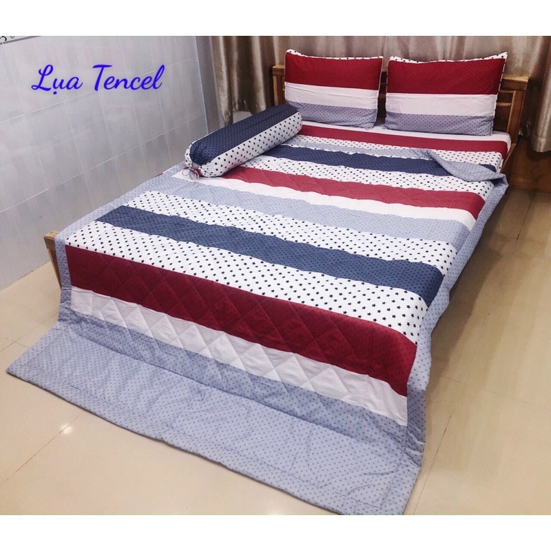 SET 5 MÓN DRAP VỎ GỐI CHĂN VẢI TENCEL MỀM MÁT (inbox size & mẫu)