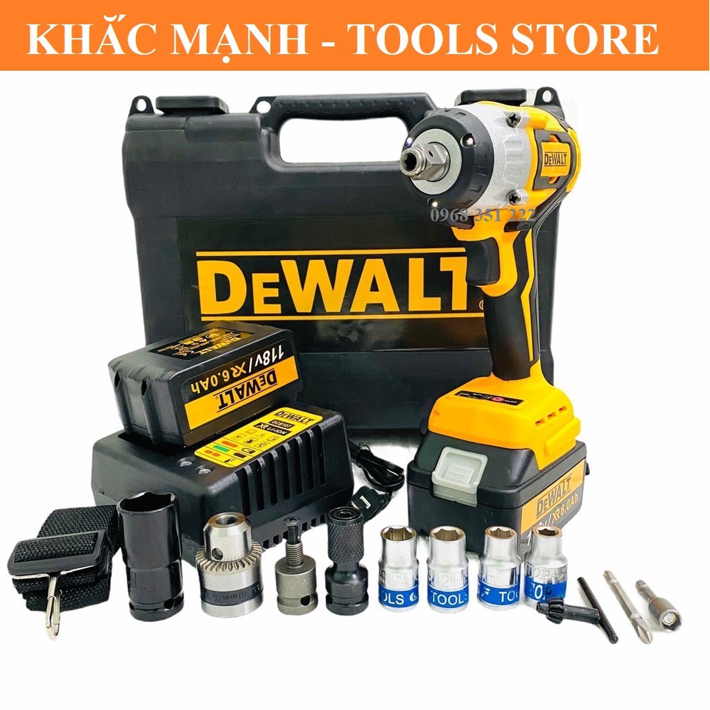 MÁY SIẾT BULONG DEWALT CAO CẤP LOẠI 3 ĐÈN LED TRỢ SÁNG, TẶNG BỘ ĐẦU CHUYỂN ĐA NĂNG KÈM 5 KHẨU