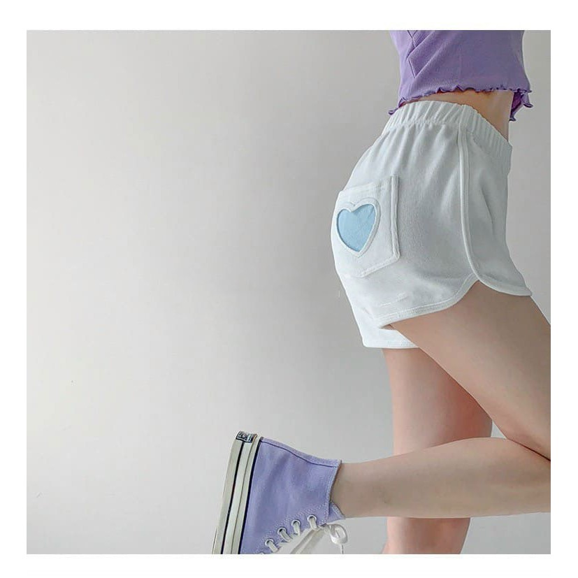 Quần short nữ mặc nhà Heart quần đùi ngắn cạp chun chất Umi Ulzzang - VIETCEN