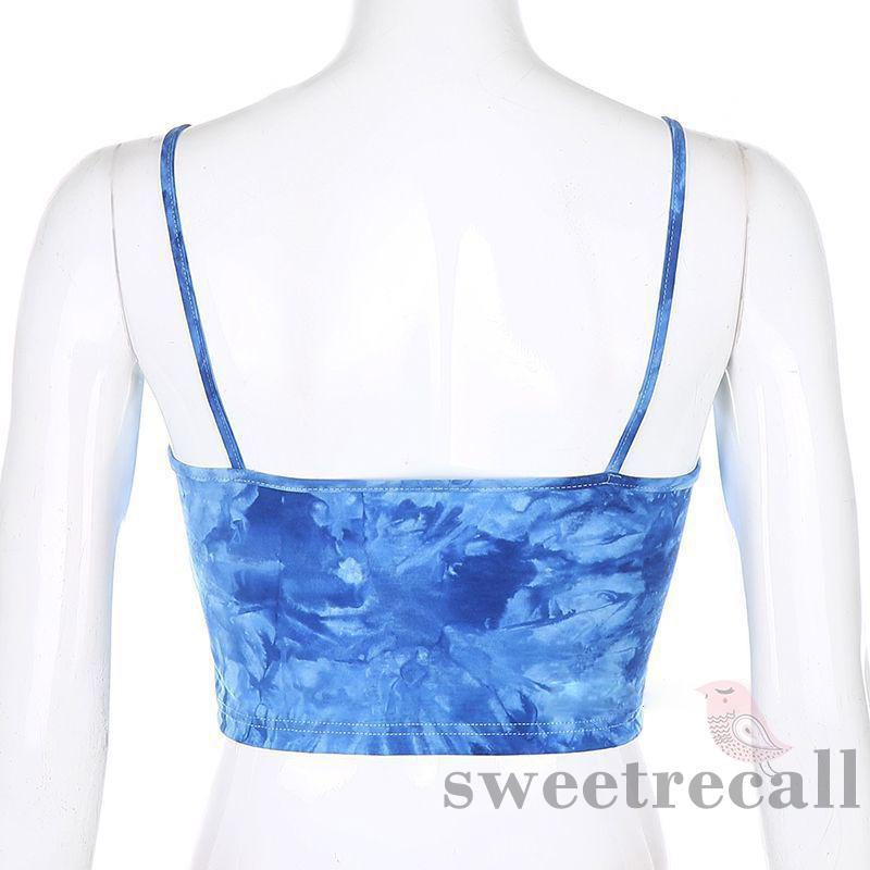 Áo Croptop Không Tay Thêu Chữ Màu Nhuộm Quyến Rũ Cho Nữ | BigBuy360 - bigbuy360.vn