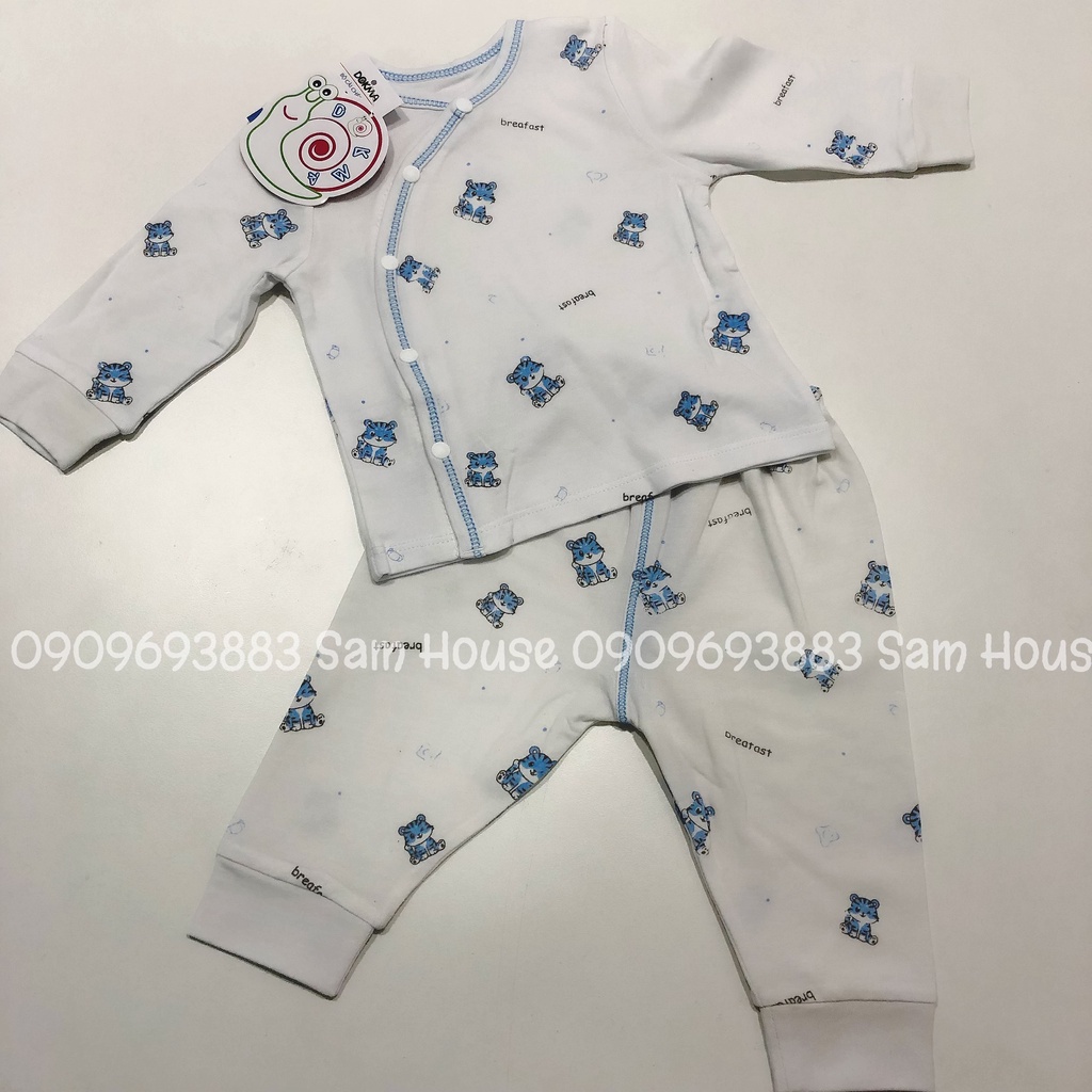 DOKMA - Bộ cài lệch dài tay cho bé trai, bé gái từ 0M đến 3M