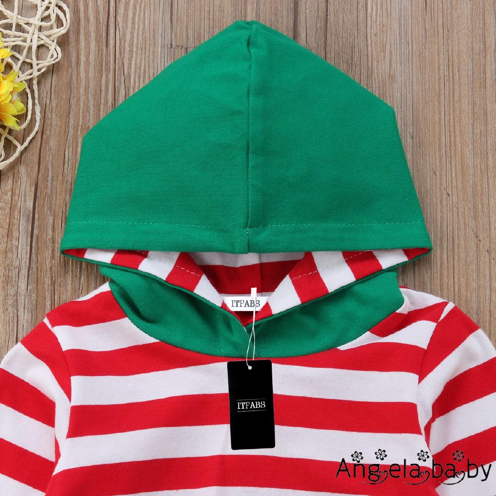 Bộ áo thun hoodie + quần dài kẻ sọc cho bé