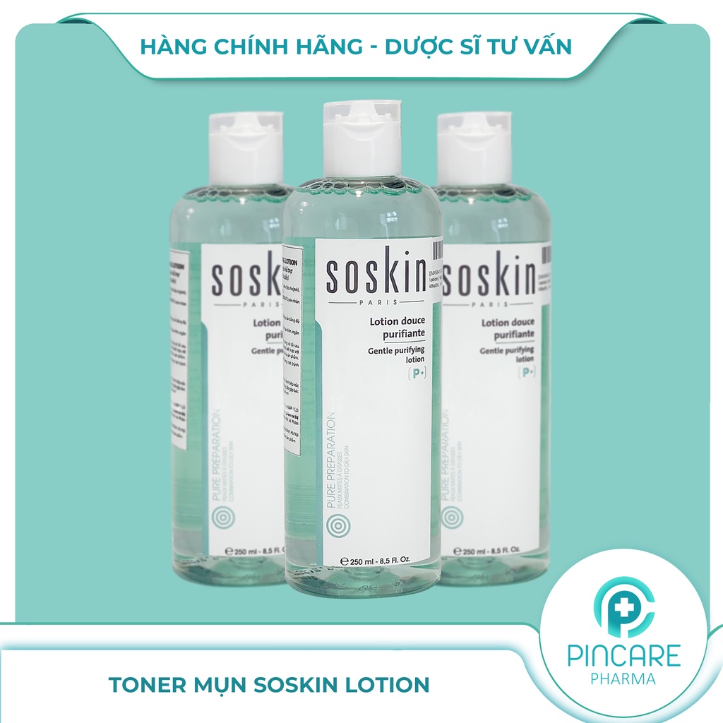 Toner se khít lỗ chân lông Soskin Gentle Purifying Lotion 250ml cho da dầu mụn - Hàng chính hãng - Nhà thuốc PinCare